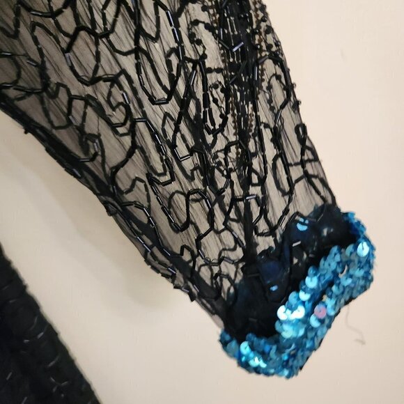 French Collezioni Vintage One Of A Kind Silk Beaded Midi Cocktail Dress Size M - Picture 7 of 9